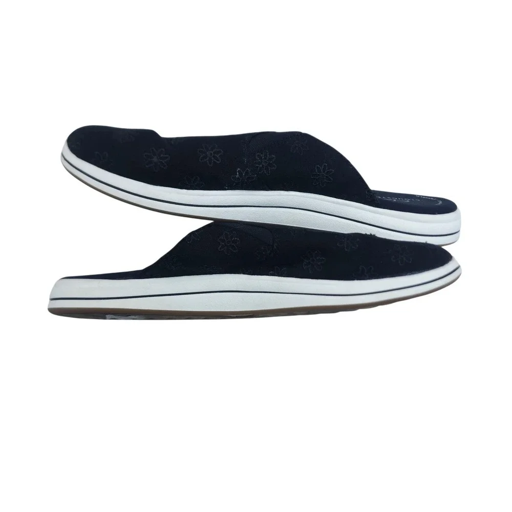Clarks Cloudsteppers Mule Shoes Womens Size 10 Black Floral Slip On Comfort - Picture 8 of 8